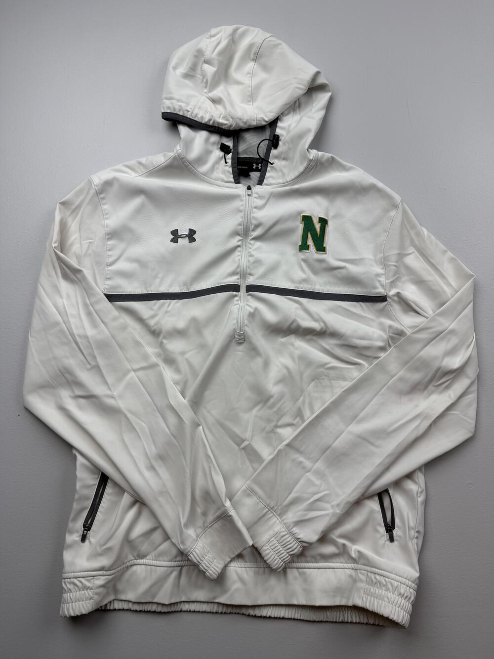 Under Armour Windbreaker Jacket Mens Large Hooded 1/2 Zip ColdGear Infrared
